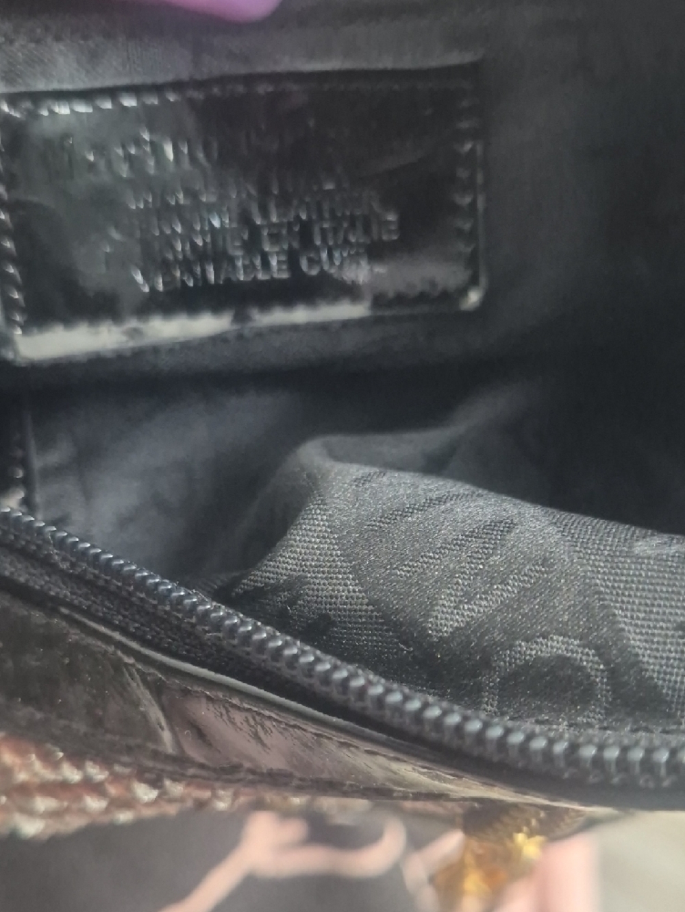 Marino Orlandi Black and Taupe Snake-Embossed Hobo - Picture 5 of 11